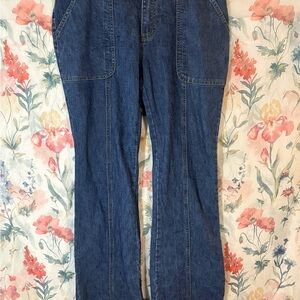 Vintage Adolfo Blue Denim Jeans with Gold Stitching